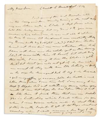 (VIRGINIA.) John Randolph of Roanoke. Letter by the prominent Congressman regarding his household furnishings, with related papers.